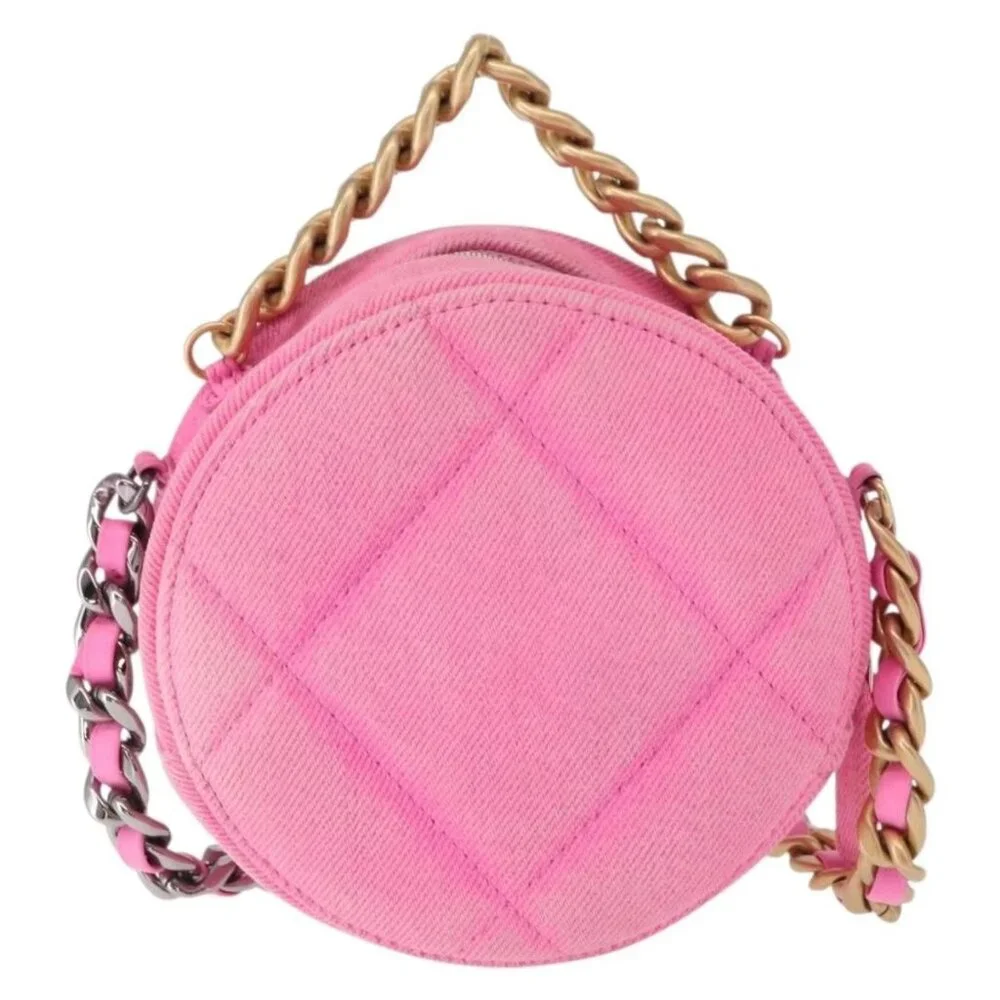 CHANEL Matelasse Chain Shoulder Bag Canvas Pink Gold CC Auth bs32090 - Picture 3 of 16